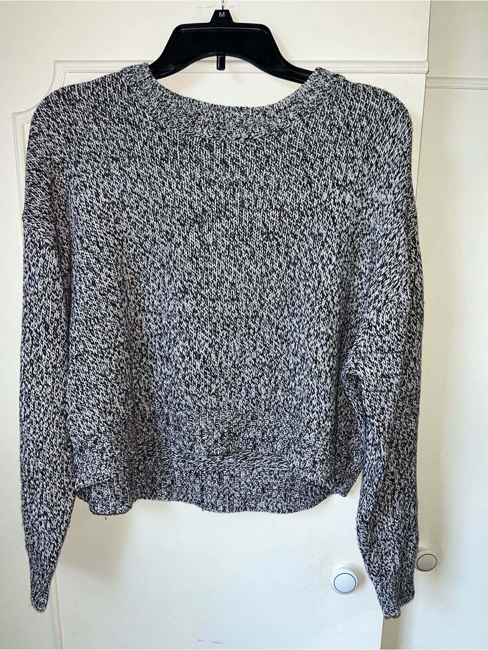 H&M Black & White Marled Crewneck Sweater
